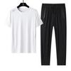 Pantalones deportivos finos de verano, camiseta de secado rápido, traje de manga corta elástico de hielo para hombre, nuevo traje casual suelto para correr