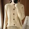 Suéter Abrigo de Cuello V Estilo Perezoso para Mujer Engrosado Primavera y Otoño 2024 Nuevo Diseño con Sentido Cárdigan Tejido Top Estilo Occidental