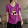 Comercio Exterior Transfronterizo Despacho de Aduana de Comercio Exterior Stock Gran Marca Ropa de Maternidad Camiseta Casual de Manga Corta Holgada para Mujer Estilo Chino Adelgazante Top Estampado