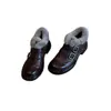 Versión de Piel de Oveja~ Zapatos Peludos Estilo Británico con Doble Correa, Nuevo Estilo Otoño e Invierno, Zapatos Pequeños de Piel Forrados de Lana, Zapatos de Tacón Grueso de Una Sola Pieza, Zapatos de Algodón para Mujer