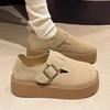 Zapatos Burken Retro Casuales Versátiles con Plataforma para Mujer 2024 Verano y Otoño Zapatos de Moda de Suela Gruesa Zapatos Slip-on