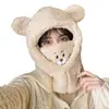 Estilo Coreano Nuevo Sombrero Máscara de Terciopelo de Cordero para Mujer Invierno Una Pieza Protectores de Orejas de Oso Lindos Cálido Sombrero de Esquí