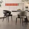Silla de comedor para el hogar de lujo ligero estilo italiano, silla de tocador de ocio, silla de recepción y sala de reuniones de hotel de alta gama, silla de cuero cómoda con respaldo