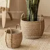 Cesta de Almacenamiento para Plantas Maceta de Flores Tejida con Asa para Interior Bonsái Planta Verde Cesta de Flores Cesta de Almacenamiento para Ropa Sucia Cesta de Juguetes