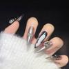 Armadura desgastada hecha a mano Reina madre psicodélica plata blanco plata destello chica caliente manicura transfronteriza europea y americana comercio exterior punta larga a