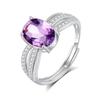 Anel de Prata Esterlina S925 para Mulheres, Ajustável, Não Desbota, Cravejado com Pedra de Cristal Natural, Acessórios Femininos de Alto Nível Populares no Xiaohongshu