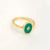 Suministro transfronterizo de anillo abierto de circonita de forma geométrica de gota de aceite multicolor para mujer, cobre chapado en oro de 18 quilates, anillo de personalidad europeo y americano