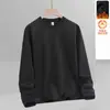 Sudadera para hombre de otoño e invierno con forro polar, top casual tipo jersey de cuello redondo, chaqueta de corte holgado, camisa básica versátil, de manga larga y cálida