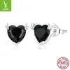 Conjunto de joias brincos anel charm de prata zircônia preta amor diabo pequeno corrente clavícula 925 prata mulheres urbanas
