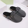 Zapatos tipo Birkenstock cómodos sin cordones de suela plana transfronterizos, nuevo modelo verano y otoño 2026, mules cerrados adornados con pedrería para que las mujeres los usen en exteriores