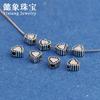 S925 Plata Yintai Corazón de Amor Corazón Corazón con Forma de Corazón Perforación Vertical Cuentas Cruzadas Cuerda DIY Pulsera Trenzada Accesorios de Cuentas Material