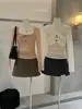 Liquidación, Sin Devoluciones ni Cambios. Camiseta Básica de Encaje Festivo Estilo Coreano con Elástico Fruncido Cuadrado para Mujer 7911