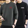 Moletom masculino 2025 outono estilo americano solto manga longa gola redonda esportivo espesso pulôver modelo moderno peso pesado