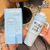 Taza de Coche de Gran Capacidad Nueva Alta Apariencia Doble Popote para Bebida Taza Aislada Portátil Exterior Estudiante Taza de Agua para Coche
