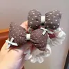 Goma para el pelo con lazo de tela para niñas, Banda elástica vintage de lunares y flores, Alta elasticidad, Suave con el cabello, Accesorio diario para el cabello de bebé