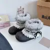 Botas de Neve Peludas Estilo Europeu para Mulheres Outono e Inverno 2025 Novo Veludo Nordeste Sola Grossa Cano Médio Sapatos de Algodão B3007