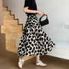 Saia de Chiffon Estilo Ocidental com Estampa de Coração, Slim, Versátil, Estilo Japonês e Coreano, Juventude, Saia em Linha A