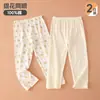 Novas calças finas de algodão puro para outono infantil, calças compridas para usar por baixo para meninos e meninas, leggings, pijamas caseiros de bebê com desenhos animados