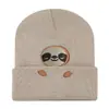 Amazon Transfronterizo Nuevo Lindo Perezoso Bordado Gorro de Punto Gorro de Lana para Pareja Hombres y Mujeres Cálido Animal Gorro para el Frío