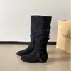 Nuevas Botas Martin para Mujer Otoño/Invierno 2026, Punta Redonda, Suela Gruesa, Tacón de Cuña, Tallas Grandes, Detalle de Hebilla, Media Pantorrilla, Botas de Jinete