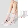 Calcetines Finos de Lunares con Volantes para Primavera y Verano para Mujer, Calcetines Holgados Estilo Ballet, Calcetines Versátiles Dulces y Juveniles