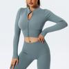 Traje de Fitness Europeu e Americano Traje de Fitness Feminino Sem Costura Traje Esportivo Seis Peças Top de Corrida Calça de Manga Comprida Traje de Yoga