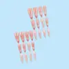 Manicure de Amêndoa Transfronteiriça Mais Vendida Unhas Longas Simples e Elegantes Moda Francesa Unhas Usáveis 24 Peças Adesivos de Unha Prontos