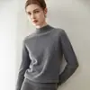 Suéter de cachemira para mujer, 100% cachemira pura de cabra, nuevo diseño de moda, color sólido, versátil, cuello medio alto, jersey de punto, suéter cálido