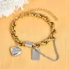Pulsera de Cadena Cubana de Acero Inoxidable Estilo Nuevo Europeo y Americano Transfronterizo, Corazón Prensado al Aceite, Corte a Mano, Prevalecerá el Producto Real