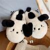 Zapatillas de algodón con punta cerrada y suela suave de felpa cálidas para invierno para mujer, lindas zapatillas de algodón con dibujos animados de cachorros y sensación de caca