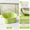 Novo Escorredor de Camada Dupla Bacia de Lavagem Doméstica para Cozinha Cesta de Armazenamento de Frutas e Legumes Plástico Espessado Cesta de Legumes com Filtro de Água Lavagem de Frutas