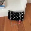 Bolsa Feminina Estilo Coreano Nicho Literário Verão 2026 Nova Bolinhas Moda Chique para o Dia a Dia Ombro Único Estilo Hong Kong Sob o Braço Meia Lua