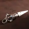 Colgante de Plata S925 Mortero y Vajra con Amuleto del Mantra de Seis Palabras para la Paz, Estilo Vintage