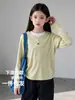 Camiseta de manga larga para niña, nueva colección de otoño 2026, estilo oversized, look en capas inspirado en Corea, conjunto de otoño para niños
