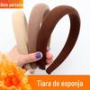 Tiara Esponja Cabeça de Caveira Alta Tiara Grossa para Menina Grampo de Cabelo Coreano Cor Pura Acessório de Cabeça Coreano Popular Luxo Acessível Sofisticado