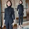 Terno terno profissional feminino outono elegante pequeno terno outono e inverno de alta qualidade local de trabalho roupas de trabalho gerente de negócios roupas de trabalho Inverno
