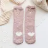 Meias de Coral Fleece para Mulheres, Outono e Inverno, Maternidade, Quentes para Dormir, Meias de Chão de Algodão, Espessadas com Pelúcia, Design Fofo de Patas de Gato