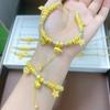 Pulseira Tecida Estilo Étnico Ouro Areia Feita à Mão DIY Vintage Estilo Chinês Cor Ouro Unissex Joias de Casal Atacado