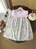 Verão Novo Roupa Infantil Atacado Colorido Patchwork Floral Manga Bufante Vestido de Menina Vestido Infantil Vestido de Princesa