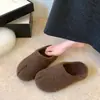 Pantuflas de algodón pantuflas de punta para mujer de exterior sin cordones cálidas división falsa retro otoño e invierno felpa adicional suela suave estilo perezoso punta 2026