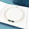 Azul Pavo Botón de Presión Doble Caja de Almacenamiento con Perlas Set de Collares de Moda Collar de Mamá Caja de Empaque para Joyería Caja de Regalo Al Por Mayor en Stock
