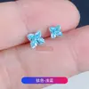 Arete de Aleación de Titanio F136 con Garras de Flor de Lirio, Stud para Cartílago de Oreja Flor de Cuatro Hojas con Circonia 5A, Stud para Labio, Joyería de Piercing de Titanio G23