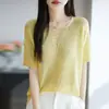 2026 Top Elegante Versátil de Manga Corta Hueco Super Reductor de Edad Diseño Dopamina Moda Nuevo Suéter de Punto Adelgazante