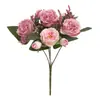 Flor artificial de peonía con núcleo de hortensia retro europea, ramo de simulación, venta al por mayor, decoración de escalera de boda, flor artificial, flor de seda