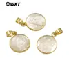 WT-JP376 Concha Blanca Natural Personaje Tallado Colgante Redondo Pequeño Accesorios Hechos a Mano Aretes Accesorios de Joyería