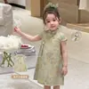 Roupa Infantil para Meninas: Vestido Infantil de Verão Estilo Fino Novo Estilo Chinês Estilo Nacional Hanfu, Vestido Tradicional para Bebê