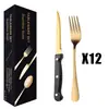 Juego de cuchillo y tenedor para bistec de acero inoxidable 1010 más vendido transfronterizo, juego de 24 piezas para hoteles y restaurantes occidentales, incluye tenedores de postre