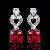 Nuevo Set Huabi Jewelry 2025 Base de Cobre Chapado en Oro Corindón Rojo Simulado Retro Elegante Piedra Principal 12*12