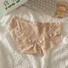 """Chica Crema"" [Pantalones con Máscara para Glúteos] Ropa Interior de Seda Helada para Niñas Primavera y Verano Cintura Lisa Secado Rápido Encaje"