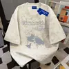 Camiseta Estampada Tie-dye de Manga Curta, Algodão 100%, Estilo Retrô, Personalidade, para Homens e Mulheres, Verão, Solta, Gola Redonda, Top para Casal, ins